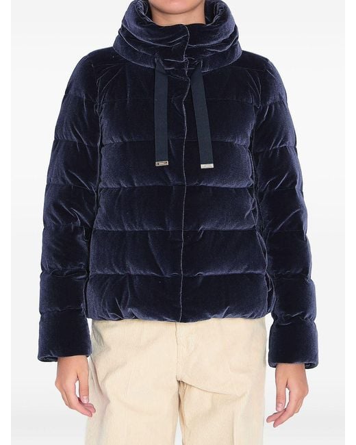 Herno Blue Velvet-Effect Jacket