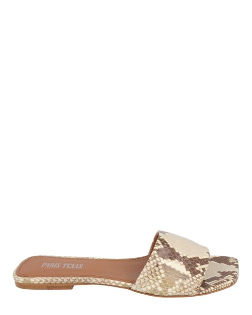 Paris Texas Natural Sanremo Python Embossed Flat Sandals