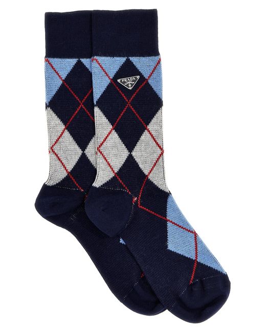 Men's Blue Argyle Logo Socks