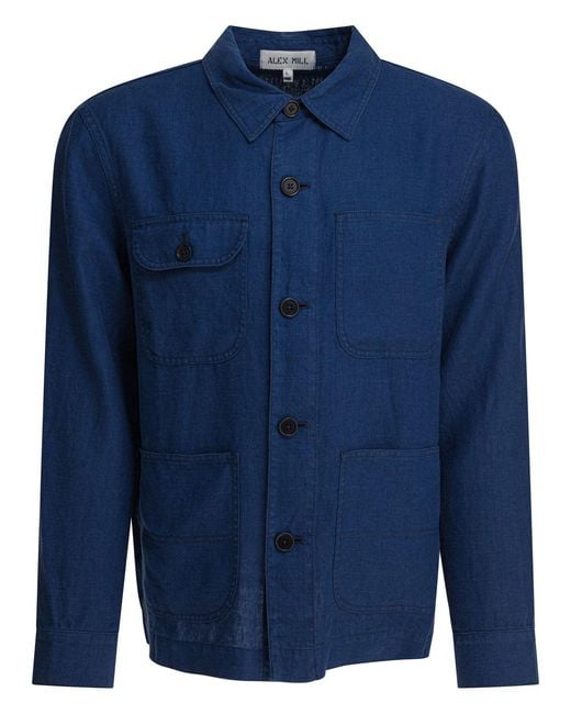 Alex Mill Linen Work Jacket Jackets Blue for men