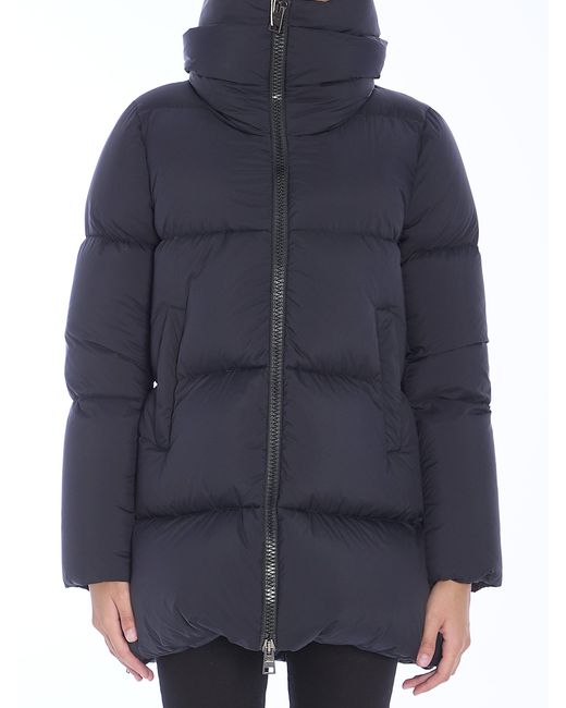 Herno Blue High-Collar Nylon Down Jacket