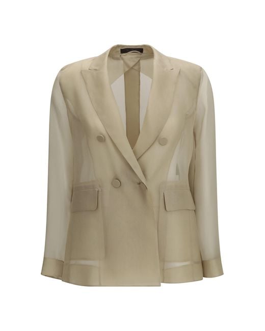 Max Mara Natural Jacket Slogan Silk Organza