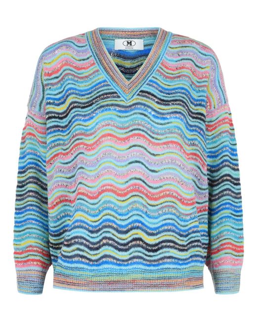 Missoni Blue Wave-Pattern Knit Sweater