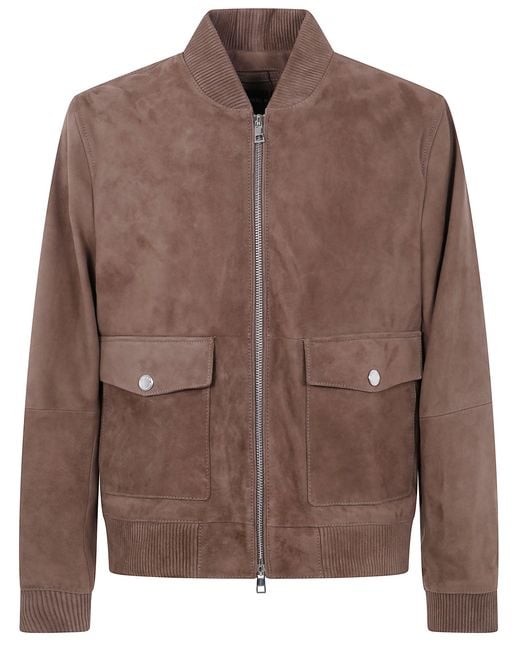 Michael Kors Brown Suede Bomber Jacket for men