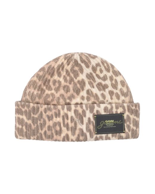 Ganni Natural Leopard Beanie