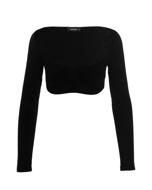 DSquared² Black Ribbed Cropped Sweater