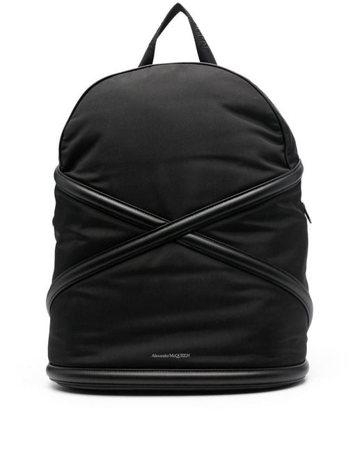 McQueen Black Logo-print Shell Backpack for men