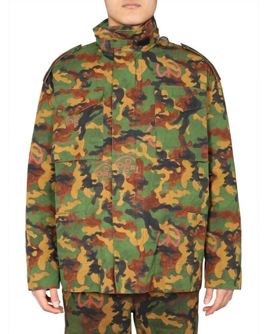 Off-White c/o Virgil Abloh Green Bold Camouflage Padded Jacket for men