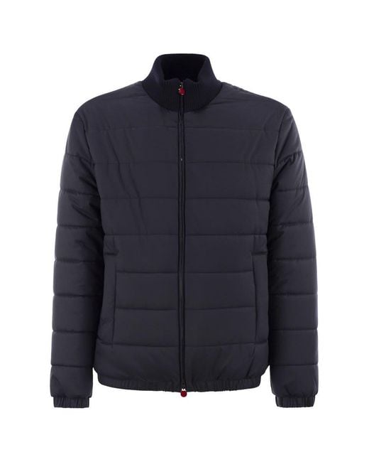 Kiton Blue Technical Fabric Bomber Jacket for men