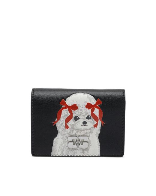 Ganni Black Puppy Print Wallet