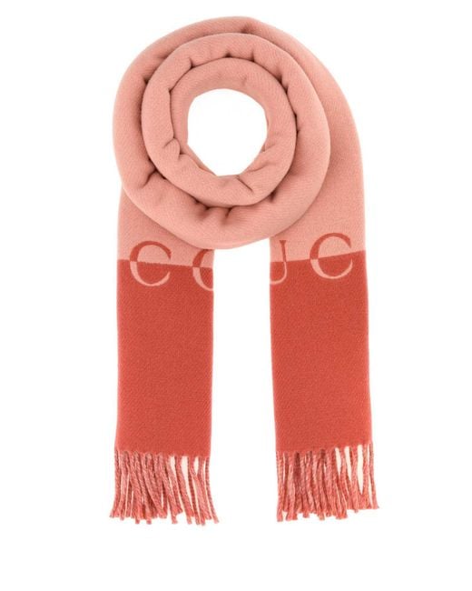 Gucci Red Two-Tone Wool Blend Scarf