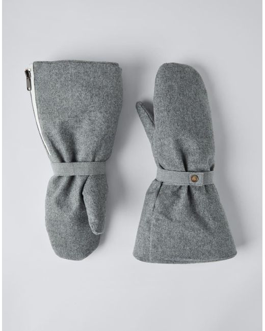 Brunello Cucinelli Gray Light Wool Mittens