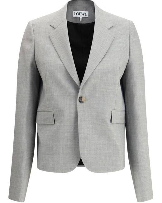 Loewe Gray Wool Single-Breasted Jacket