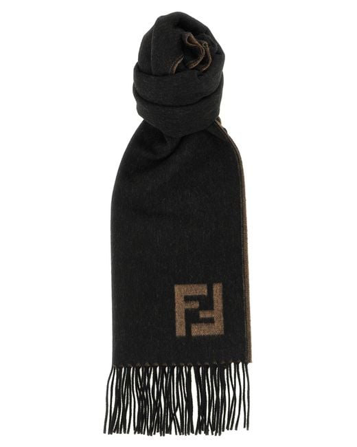 Fendi Black Double-Sided Scarf Scarves And Foulards for men