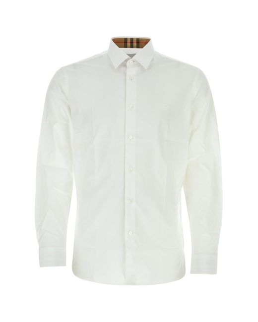 Burberry White Ekd Logo Cotton Shirt for men