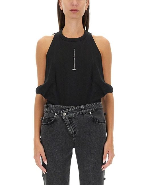 McQueen Black Top With Round Neckline