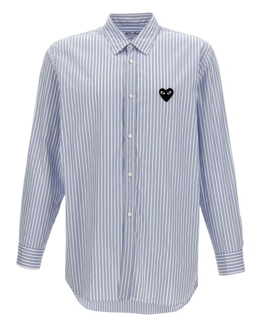 Men's Blue Logo Patch Striped Shirt