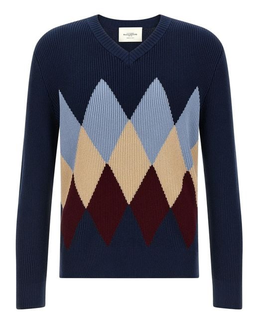 Ballantyne Blue Argyle Pattern Sweater Sweaters And Cardigans for men