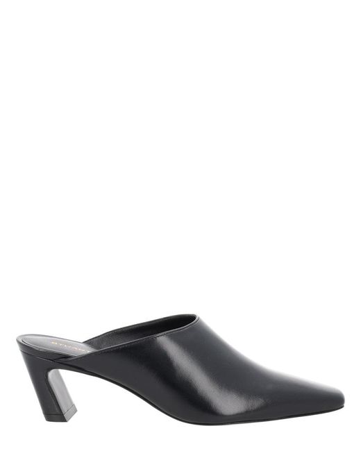 Stuart Weitzman Gray Pointed-Toe Leather Mule Pump