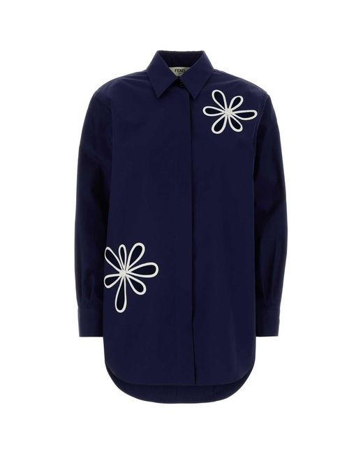 Fendi Navy Blue Poplin Shirt