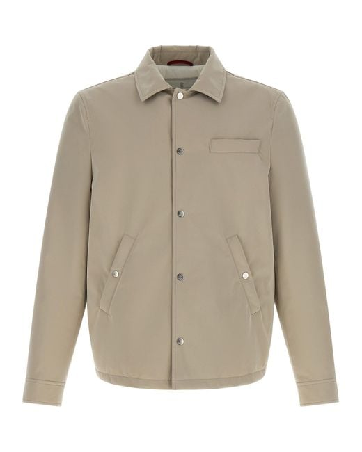 Brunello Cucinelli Natural Polyester Full-Length Jacket Clothing for men