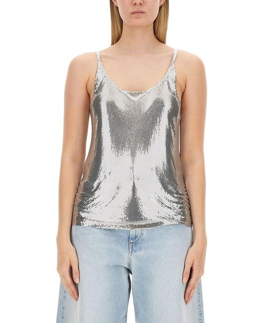 Rabanne Blue Mesh Wire Top