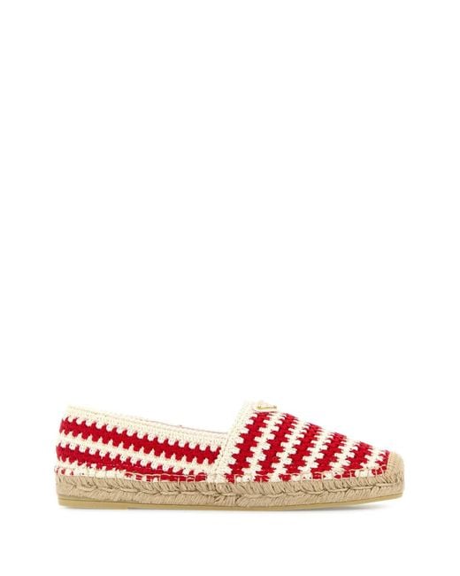Prada Red Crochet Triangle Espadrilles
