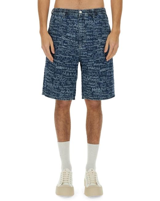Marni Blue Denim Mini Shorts for men