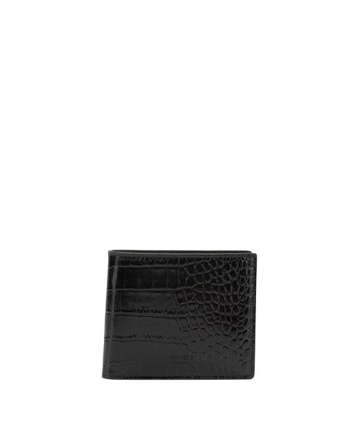 Tom Ford Black Crocodile-Effect Bi-Fold Wallet for men