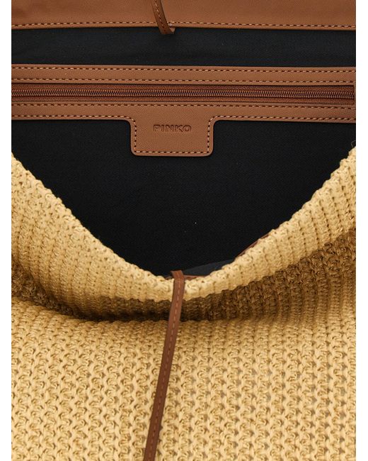 Pinko White Raffia Bucket