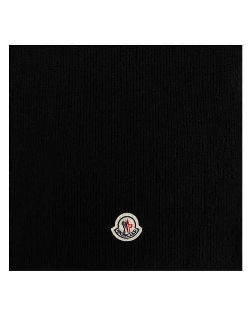 Moncler Black Wool Logo Scarf for men