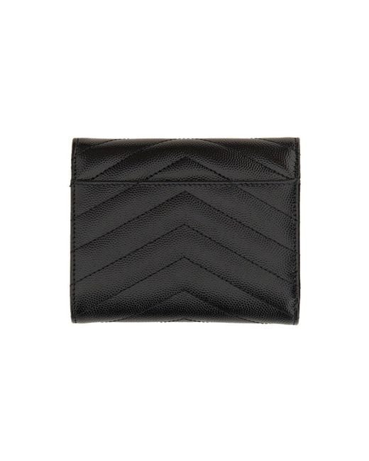 Saint Laurent Black "Cassandre" Small Wallet