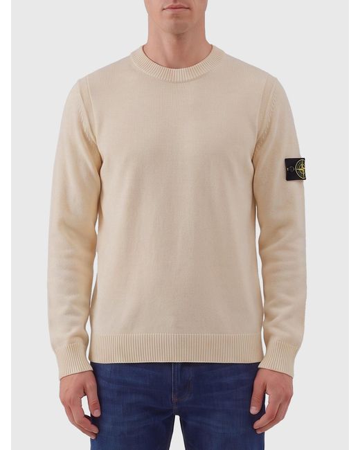 Stone Island Natural Logo Patch Wool Sweater for men