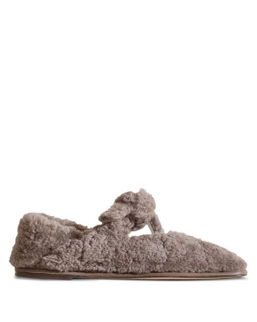 Hereu Brown Llasada Shearling Ballet Flats