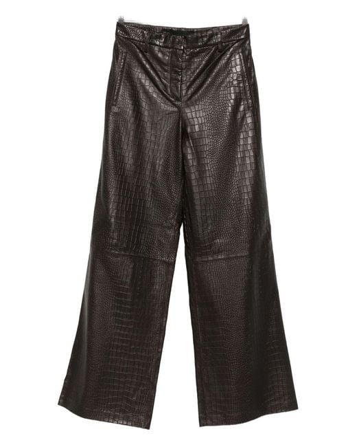 Enes Gray Leather Trousers