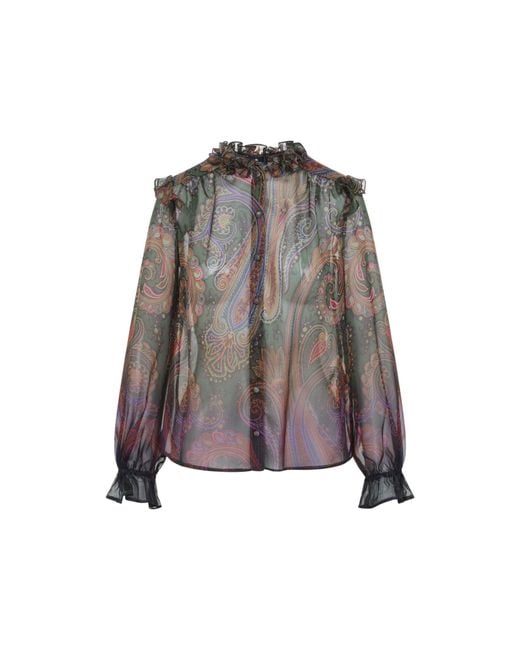 Etro Gray Silk Blouse