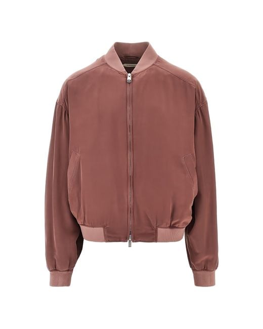 Versace Brown Silk Bomber Jacket