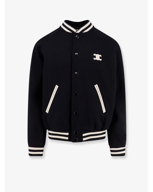 Céline Blue Triomphe Teddy Wool Bomber for men