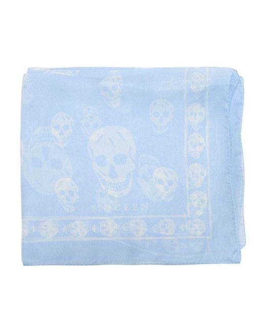 McQueen Blue Ca Skull Scarf