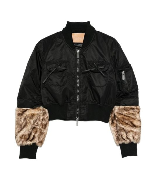 Jakke Black Polyamide Bomber Jacket