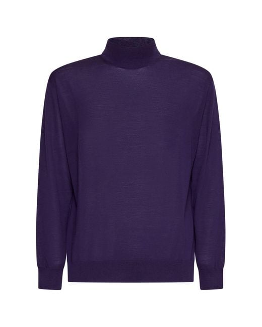 D 40 Blue Mock Neck Sweater for men