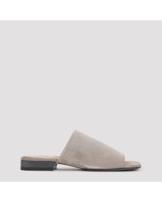 Brunello Cucinelli Multicolor Suede Flat Sandals