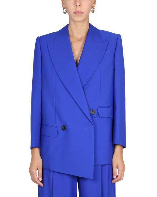 McQueen Blue Structured Double-Breasted Jacket