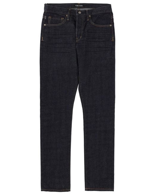 Tom Ford Blue Solid Jeans for men