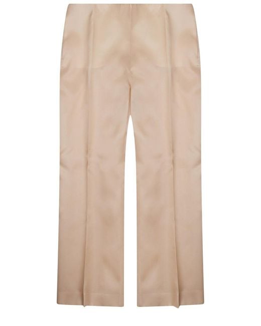 Alberta Ferretti Natural Silk Trousers
