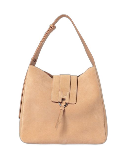 Hogan Natural Suede Adjustable Strap Bag