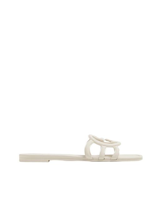 Gucci White Gg Interlocking Slides