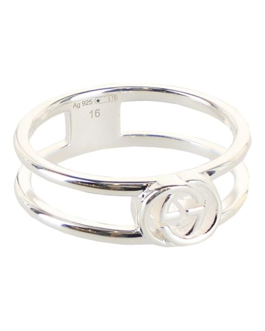 Gucci White Interlocking G Cutout Ring