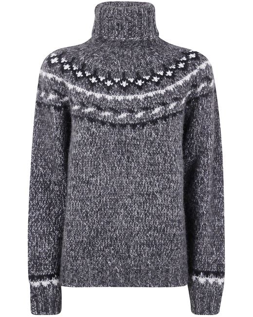 P.A.R.O.S.H. Gray Fair-Isle Pattern Sweater