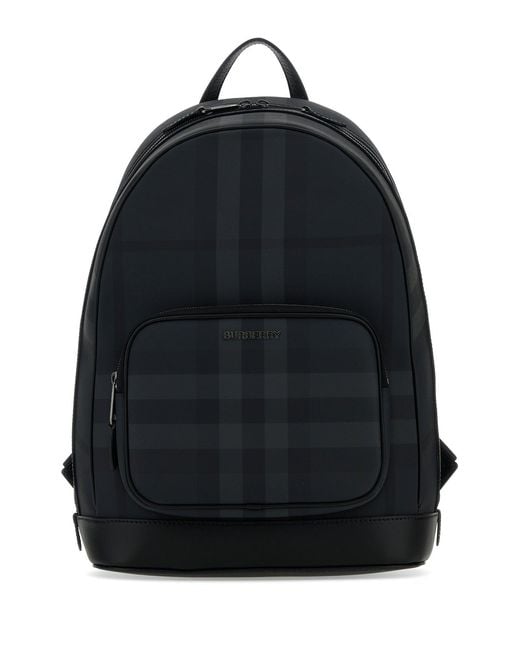 Burberry Black Rocco Plaid Backpack for men
